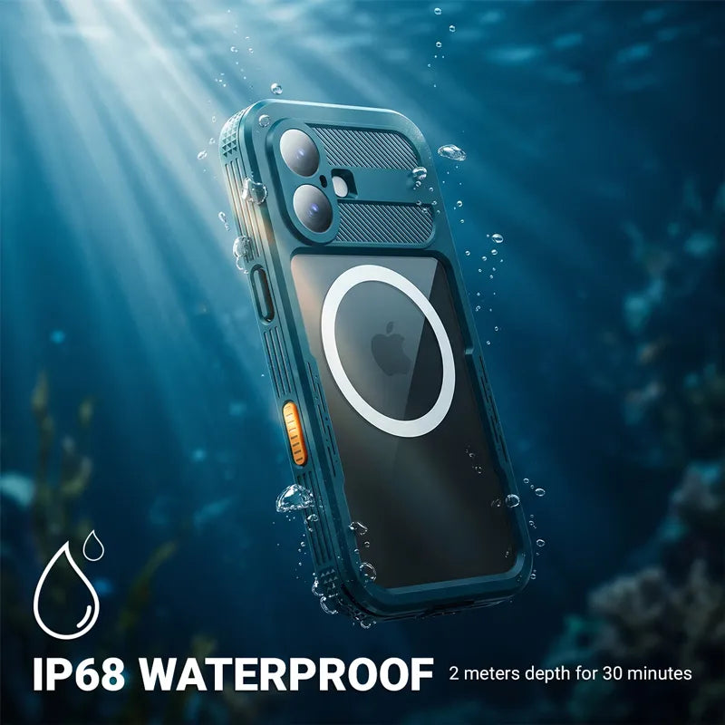 Crong Seal Cover – IP68 atsparus vandeniui dėklas, skirtas iPhone 16 Pro (juodas)