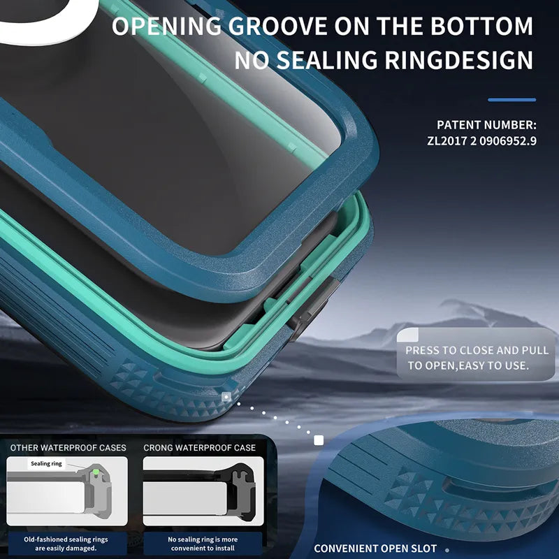 Crong Seal Cover – IP68 atsparus vandeniui dėklas, skirtas iPhone 16 Pro (juodas)