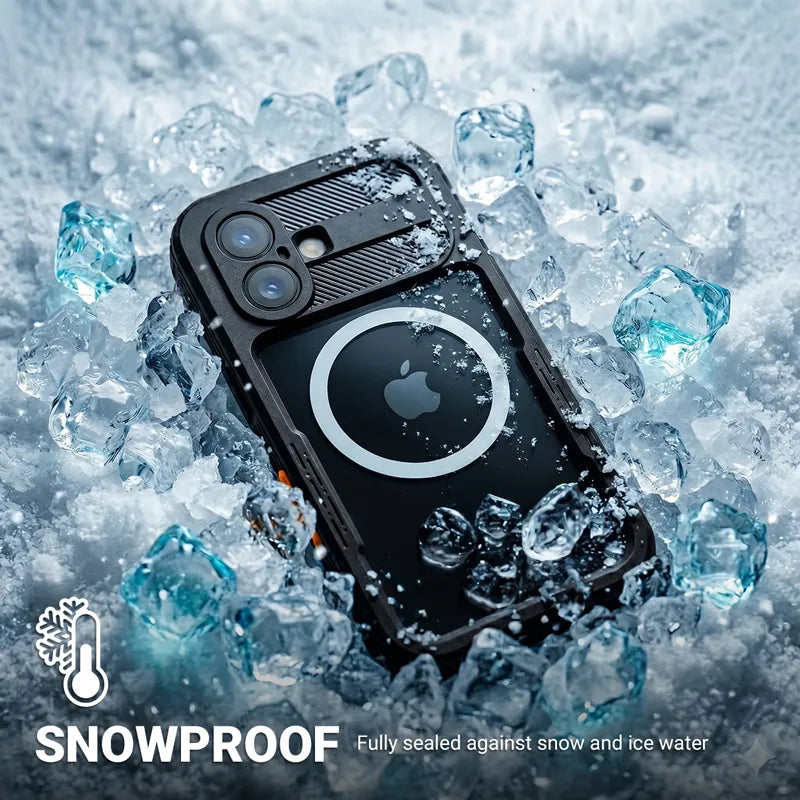 Crong Seal Cover – IP68 atsparus vandeniui dėklas, skirtas iPhone 17 (juodas)