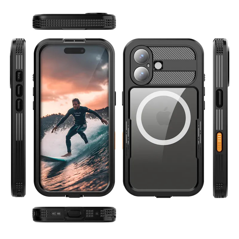 Crong Seal Cover – IP68 atsparus vandeniui dėklas, skirtas iPhone 17 (juodas)