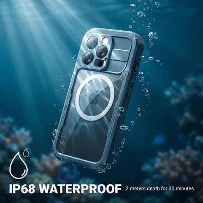 Crong Seal Cover – IP68 vandeniui atsparus dėklas, skirtas iPhone 16 Pro (Marine)