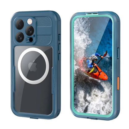 Crong Seal Cover – IP68 vandeniui atsparus dėklas, skirtas iPhone 16 Pro (Marine)