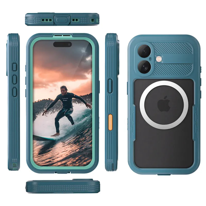 Crong Seal Cover – IP68 vandeniui atsparus dėklas skirtas iPhone 17 (jūrinės spalvos)