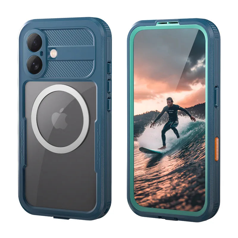 Crong Seal Cover – IP68 vandeniui atsparus dėklas skirtas iPhone 17 (jūrinės spalvos)