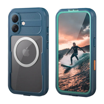 Crong Seal Cover – IP68 vandeniui atsparus dėklas skirtas iPhone 17 (jūrinės spalvos)