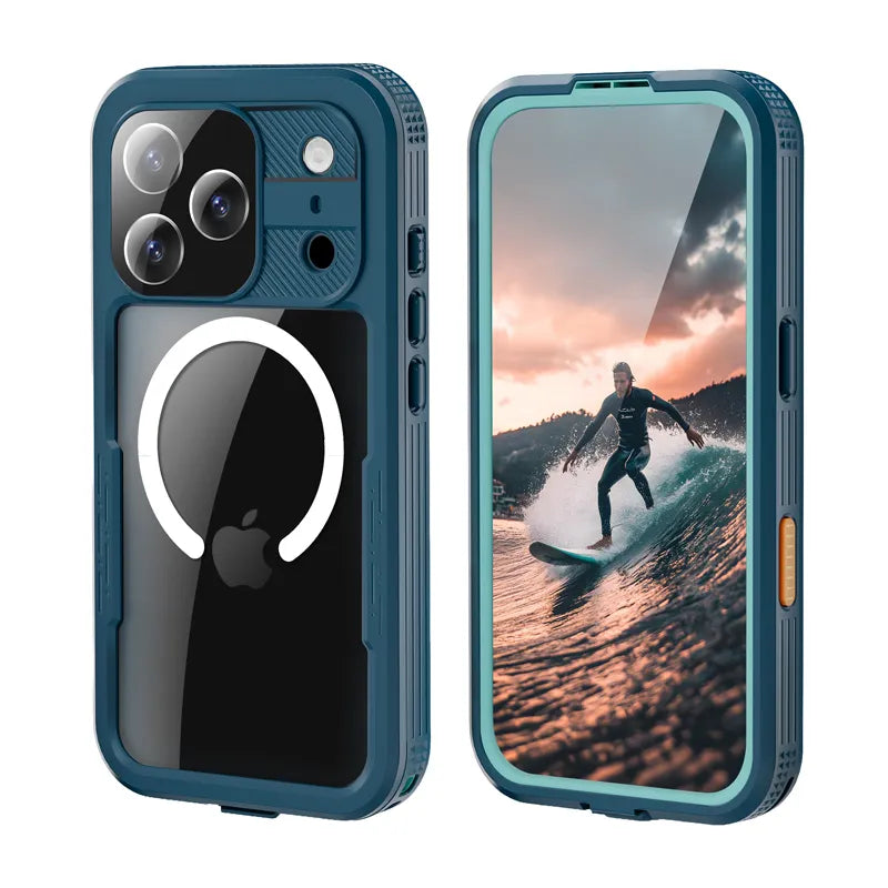 Crong Seal Cover – IP68 vandeniui atsparus dėklas, skirtas iPhone 17 Pro (jūrinis)