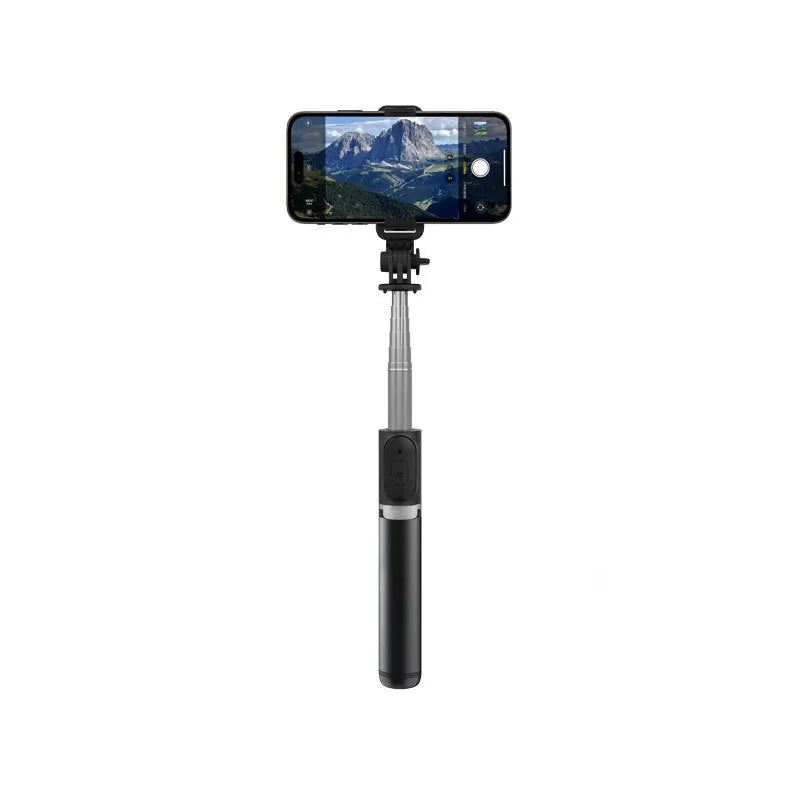 Crong SelfieGo Lite – Kompaktiškas „Bluetooth“ asmenukių lazdelės trikojis (juodas)
