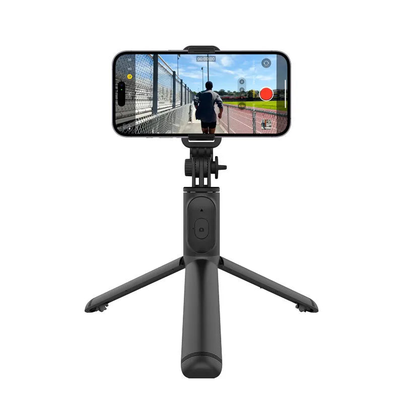 Crong SelfieGo Lite – Kompaktiškas „Bluetooth“ asmenukių lazdelės trikojis (juodas)