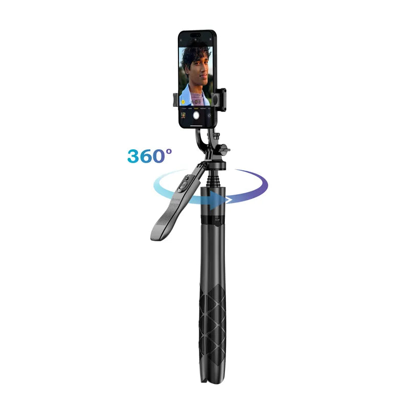 Crong SelfieGo Ultra – Aliuminio „Bluetooth“ selfie lazdelių trikojis (juodas)