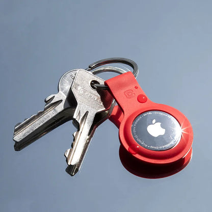 Crong silikoninis dėklas su raktų pakabuku – Apsauginis raktų pakabuko dėklas Apple AirTag 1/2 (raudonas)