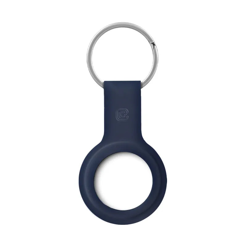 Crong silikoninis dėklas su raktų pakabuku – Apsauginis raktų pakabuko dėklas, skirtas Apple AirTag 1/2 (tamsiai mėlyna)