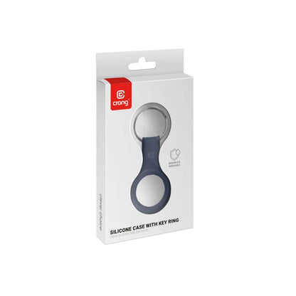 Crong silikoninis dėklas su raktų pakabuku – Apsauginis raktų pakabuko dėklas, skirtas Apple AirTag 1/2 (tamsiai mėlyna)