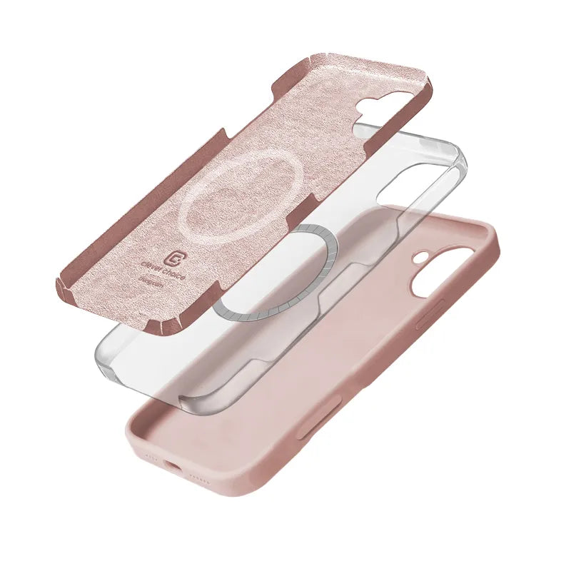 Crong Spalvos Apsauginis dėklas - iPhone 16 MagSafe dėklas (smėlio rožinės spalvos)