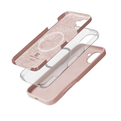 Crong Spalvos Apsauginis dėklas - iPhone 16 MagSafe dėklas (smėlio rožinės spalvos)