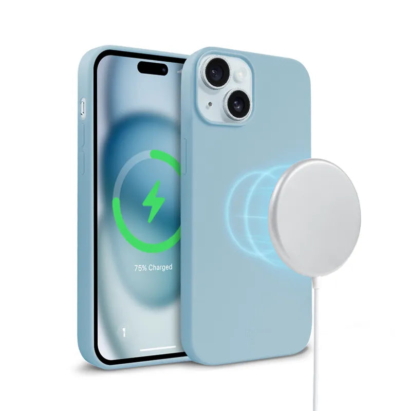 Crong Spalvos Dangtelis Magnetinis - iPhone 15 MagSafe Dėklas (Mėlynas)