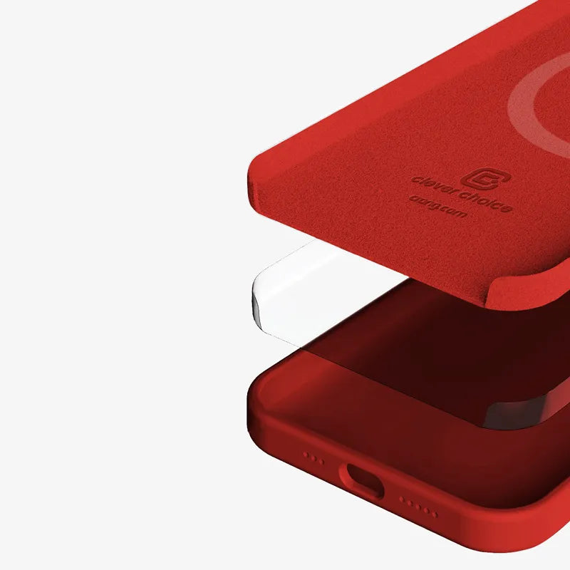 Crong spalvos magnetinis dėklas - iPhone 13 Pro Max MagSafe dėklas (raudonas)