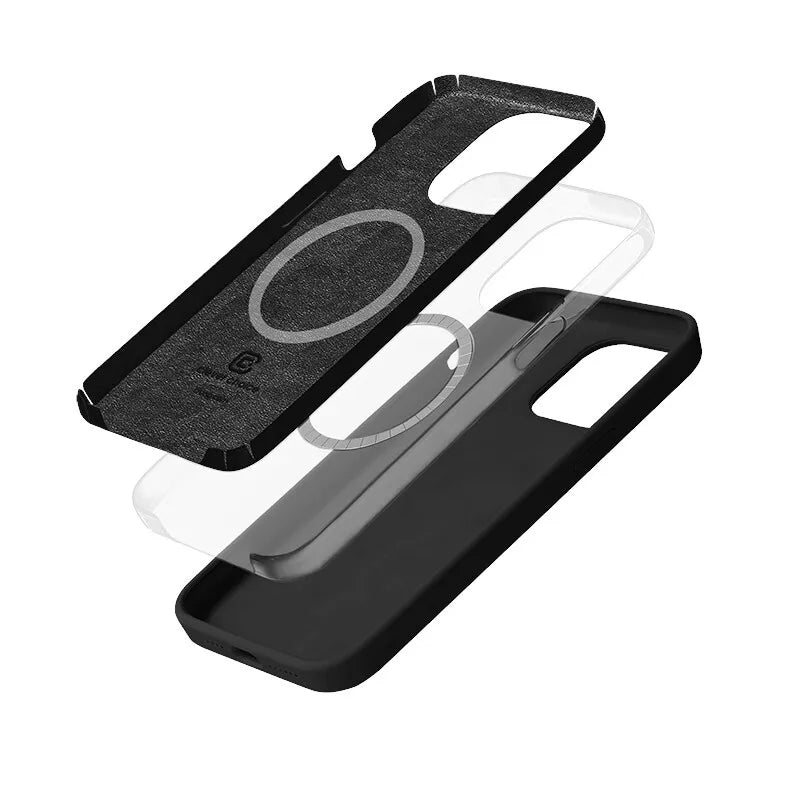 Crong Spalvos Magnetinis dėklas – iPhone 14 Pro Max MagSafe dėklas (Juodas)