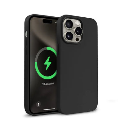 Crong Spalvos Magnetinis dėklas - iPhone 15 Pro MagSafe dėklas (Juodas)