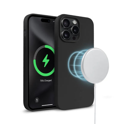Crong Spalvos Magnetinis dėklas - iPhone 15 Pro MagSafe dėklas (Juodas)