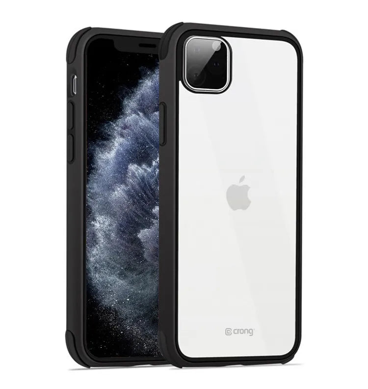 Crong Trace Clear dėklas - iPhone 11 Pro dėklas (Juoda/Juoda)