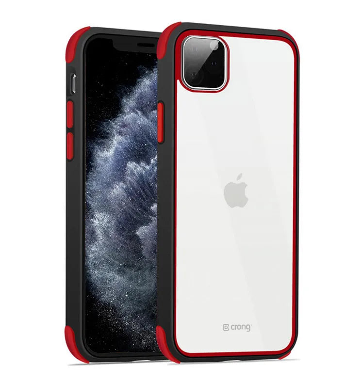 Crong Trace Clear dėklas - iPhone 11 Pro dėklas (juodas/raudonas)
