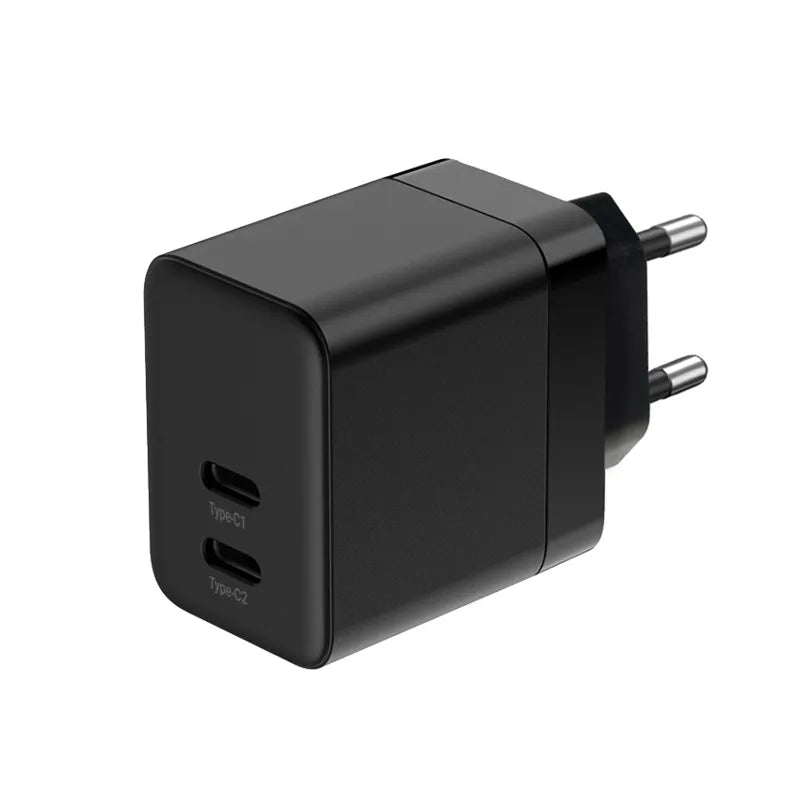 Crong Ultra Compact GaN - 2x USB-C 35W PD 3.0 sieninis įkroviklis su PPS (juodas)