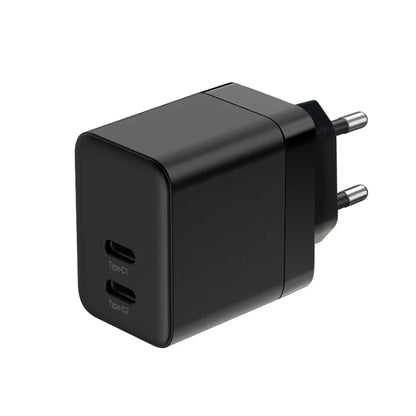 Crong Ultra Compact GaN - 2x USB-C 35W PD 3.0 sieninis įkroviklis su PPS (juodas)