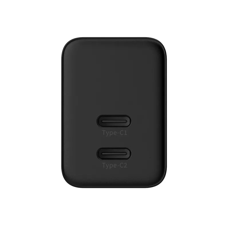 Crong Ultra Compact GaN - 2x USB-C 35W PD 3.0 sieninis įkroviklis su PPS (juodas)