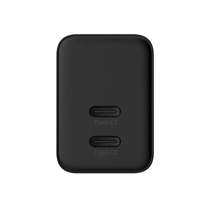 Crong Ultra Compact GaN - 2x USB-C 35W PD 3.0 sieninis įkroviklis su PPS (juodas)