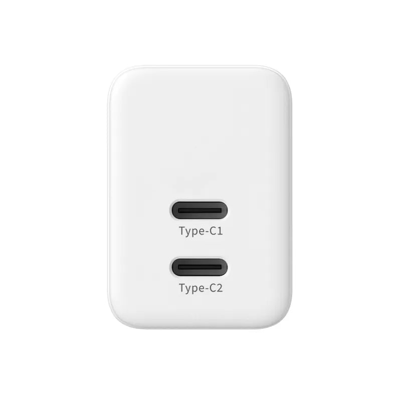 Crong Ultra Compact GaN - Sieninis įkroviklis 2x USB-C 35W PD 3.0 su PPS (baltas)
