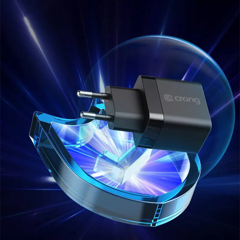Crong Ultra Compact GaN - Sieninis įkroviklis 2x USB-C 35W PD 3.0 su PPS (baltas)