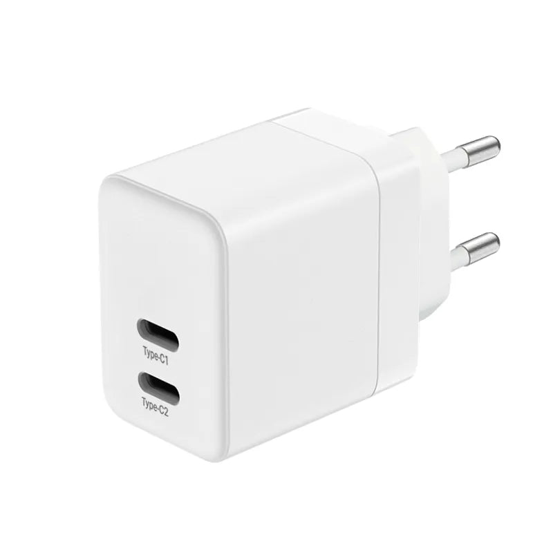 Crong Ultra Compact GaN - Sieninis įkroviklis 2x USB-C 35W PD 3.0 su PPS (baltas)