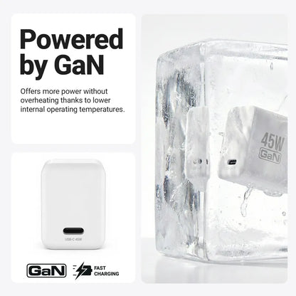 Crong Ultra Compact GaN - USB-C 45W PD 3.0 sieninis įkroviklis su PPS (baltas)