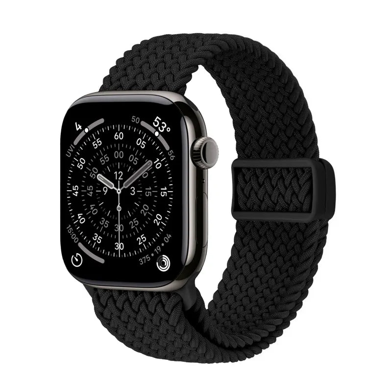 Crong Wave Band - Pinta apyrankė, skirta Apple Watch 44/45/46/49 mm (juoda)