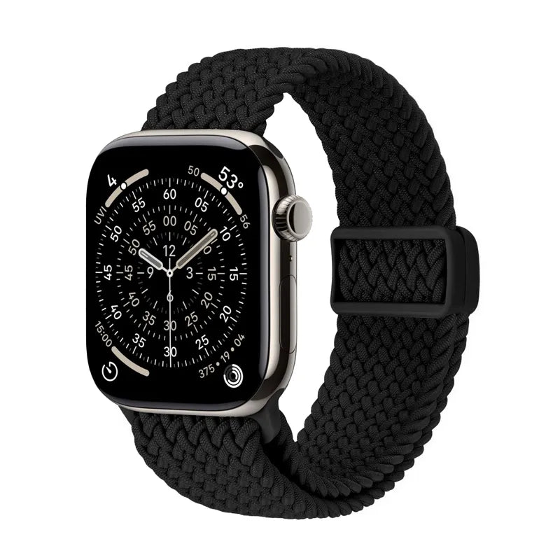 Crong Wave Band - Pinta apyrankė, skirta Apple Watch 44/45/46/49 mm (juoda)