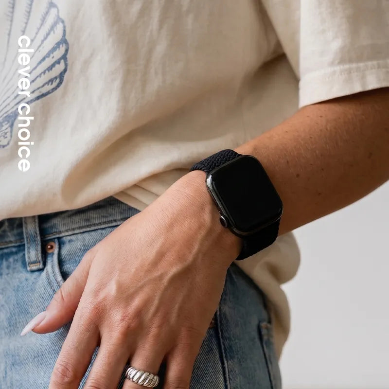 Crong Wave Band – Pintas dirželis Apple Watch 38/40/41/42 mm laikrodžiams (juodas)
