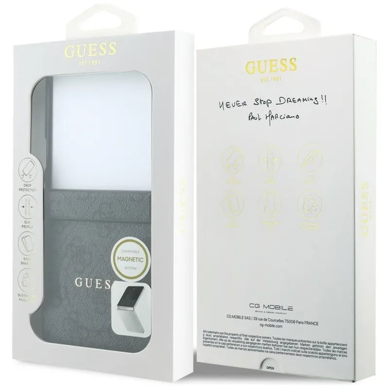 Dėklas Guess 4G Classic MagSafe, skirtas Samsung Galaxy Z Flip 8 (juodas)