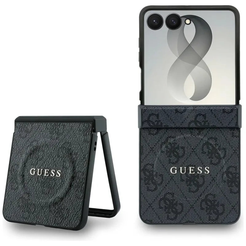 Dėklas Guess 4G Classic MagSafe, skirtas Samsung Galaxy Z Flip 8 (juodas)