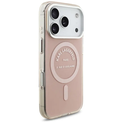 Dėklas iPhone 17 Pro (rožinis) IML Karl RSG Logo MagSafe - Karl Lagerfeld