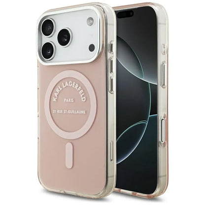 Dėklas iPhone 17 Pro (rožinis) IML Karl RSG Logo MagSafe - Karl Lagerfeld