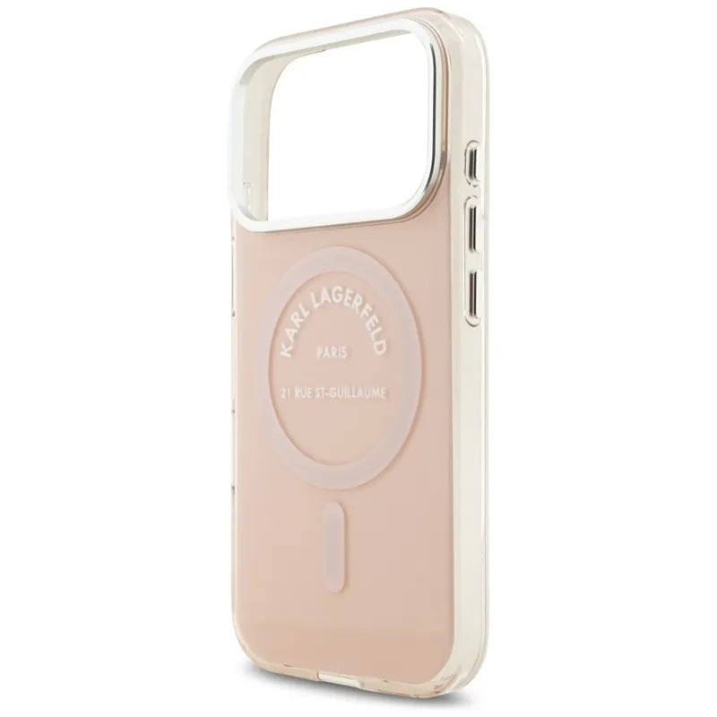 Dėklas iPhone 17 Pro (rožinis) IML Karl RSG Logo MagSafe - Karl Lagerfeld
