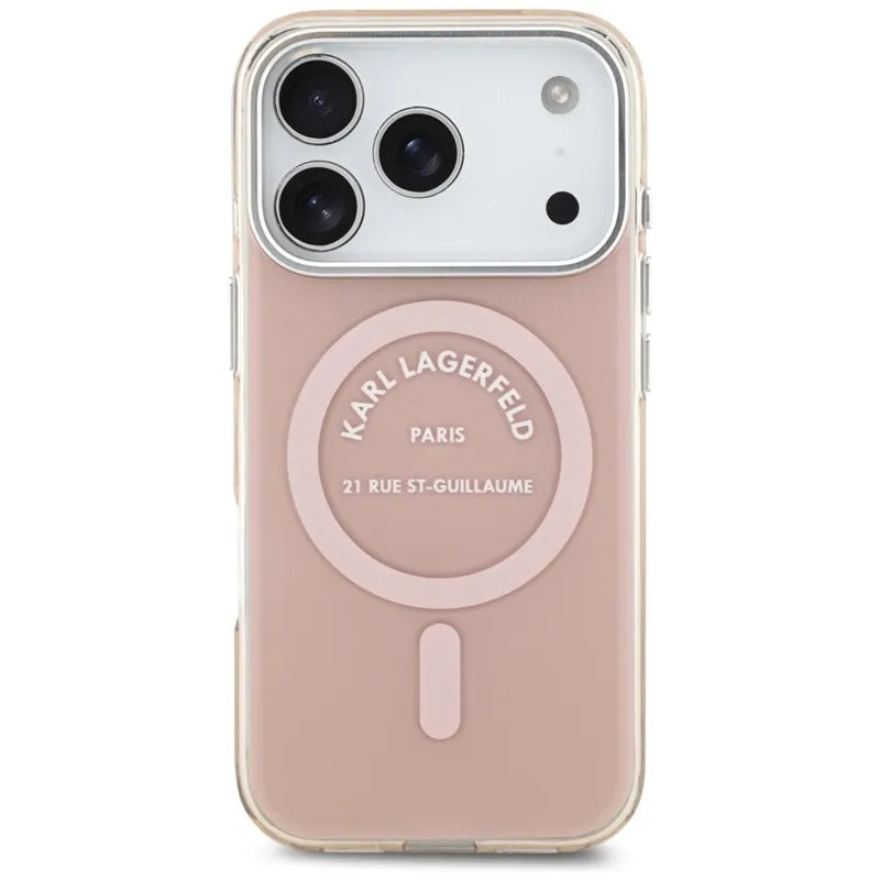 Dėklas iPhone 17 Pro (rožinis) IML Karl RSG Logo MagSafe - Karl Lagerfeld