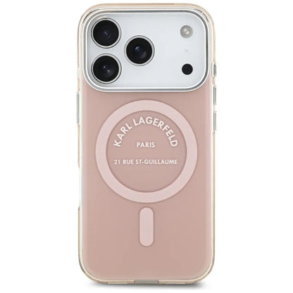 Dėklas iPhone 17 Pro (rožinis) IML Karl RSG Logo MagSafe - Karl Lagerfeld