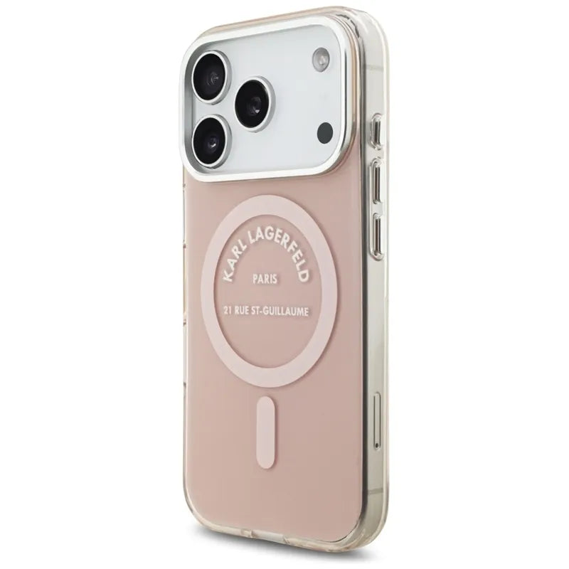 Dėklas iPhone 17 Pro (rožinis) IML Karl RSG Logo MagSafe - Karl Lagerfeld