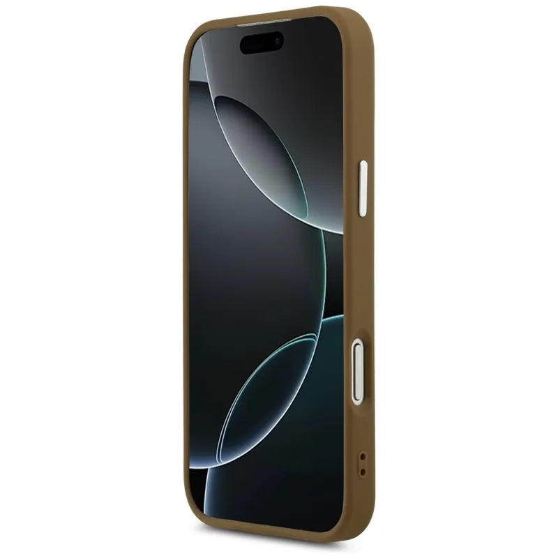 Dėklas iPhone 17 Pro su MagSafe, Trikampio logotipas (Rudos) - Guess