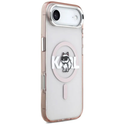 Dėklas iPhone Air (rožinis) su Karl Lagerfeld IML Choupette pieštuku ir MagSafe logotipu