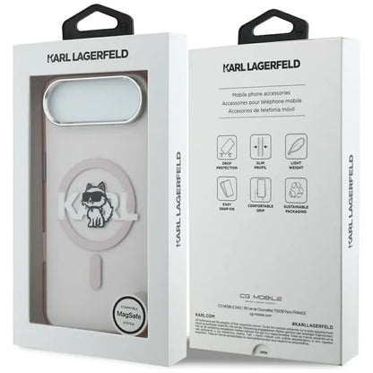 Dėklas iPhone Air (rožinis) su Karl Lagerfeld IML Choupette pieštuku ir MagSafe logotipu