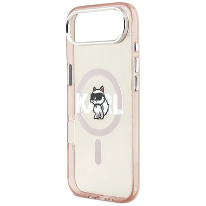 Dėklas iPhone Air (rožinis) su Karl Lagerfeld IML Choupette pieštuku ir MagSafe logotipu