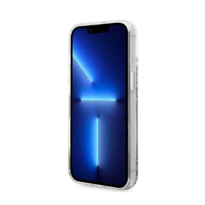 Dėklas Karl Lagerfeld su NFT Choupette galva ir skystais blizgučiais, skirtas iPhone 14 Plus (sidabrinis)