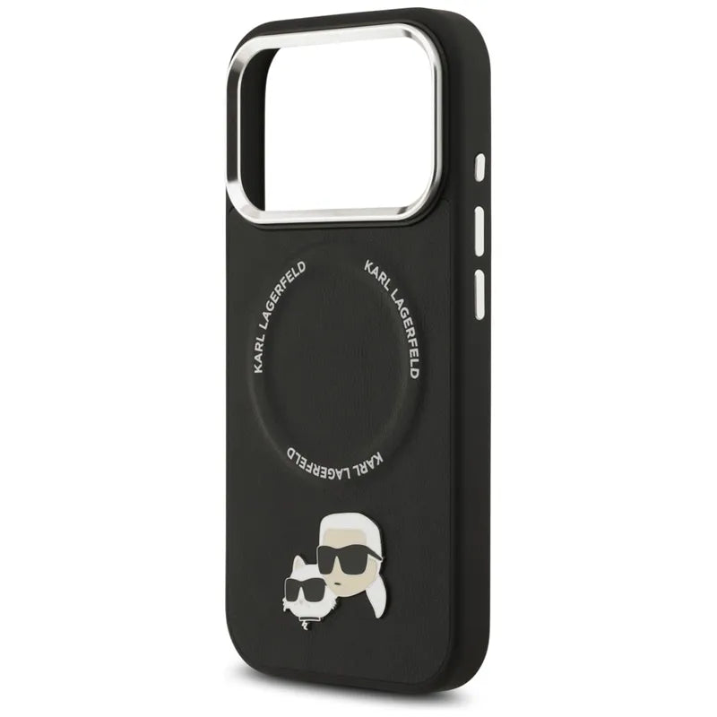 Dėklas MagSafe Karl Lagerfeld Karl & Choupette Smeigtukai, skirtas iPhone 17 Pro Max (juodas)